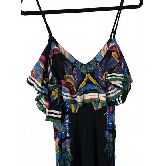 Flying Tomato Black Floral Print Cold Shoulder Jumpsuit S - Picture 5 of 6